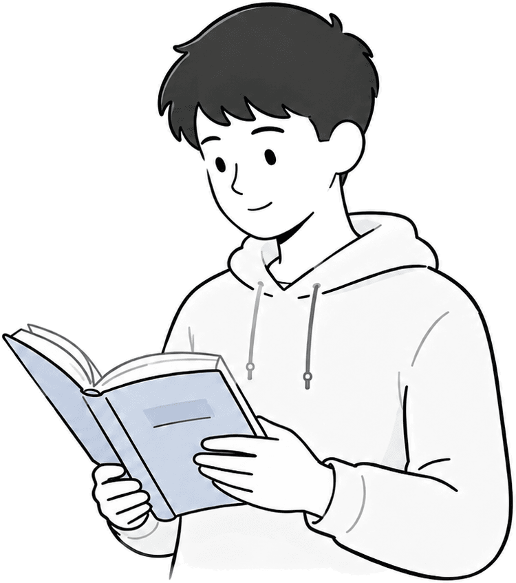 Student reading a Studymaxx book